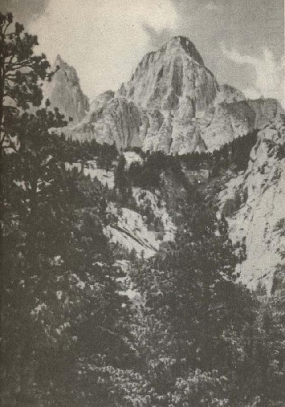 william r clark mount whiney isydandan av sirra nevada bestegs forst 1873 av tre fiskare. oil painting picture